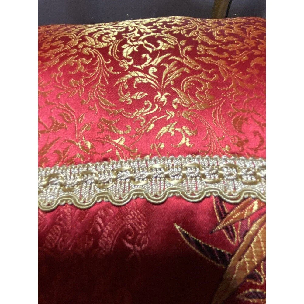 Asian style Red pillow Decorative Pillow 14.5 “ inch square - Beautiful